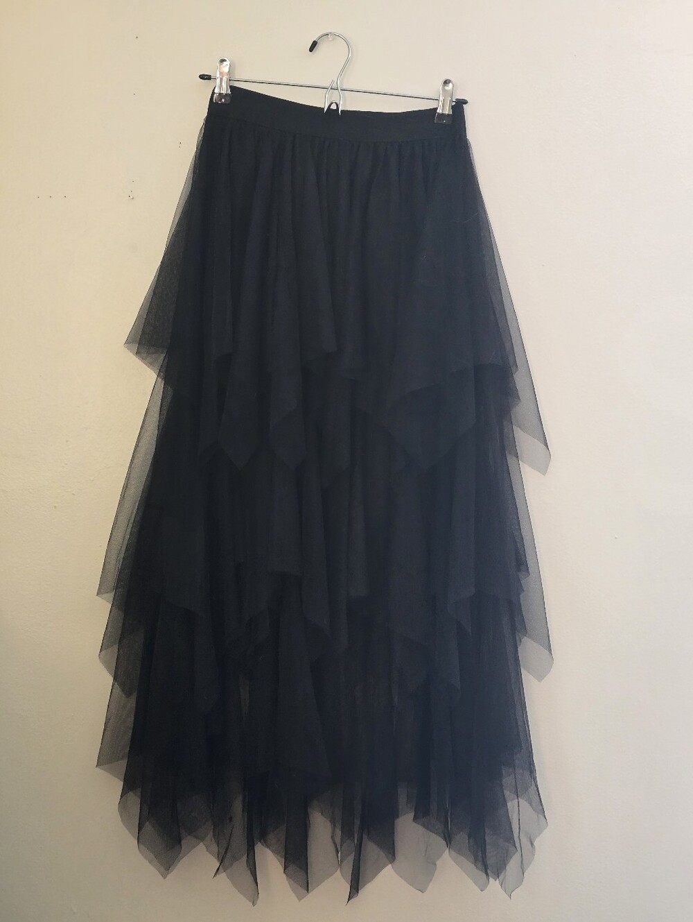 Black Layered Tulle Maxi Skirt